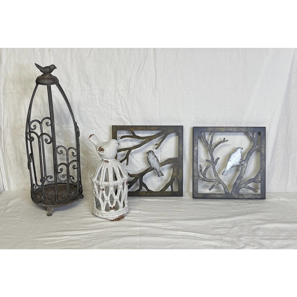 Metal & ceramic Bird cage decor